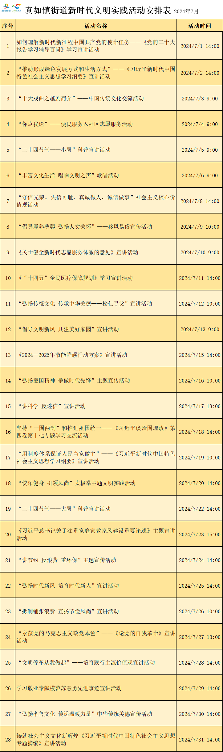 【文明实践】7月新时代文明实践活动安排出炉，速来围观！